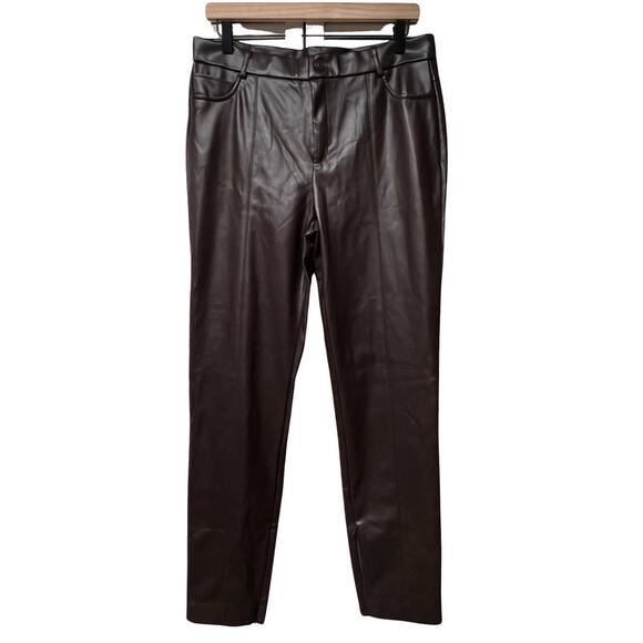 Truth by Republic Brown Faux Leather Pants Ankle High Rise Club Sexy Size 10 - Picture 1 of 6
